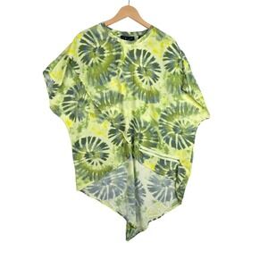 P. Luca Milano Tie Dye Short Sleeve Blouse size Large Green